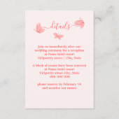 ロマンチエレガントックなコーラル結婚ピンク蝶 エンクロージャーカード (正面)