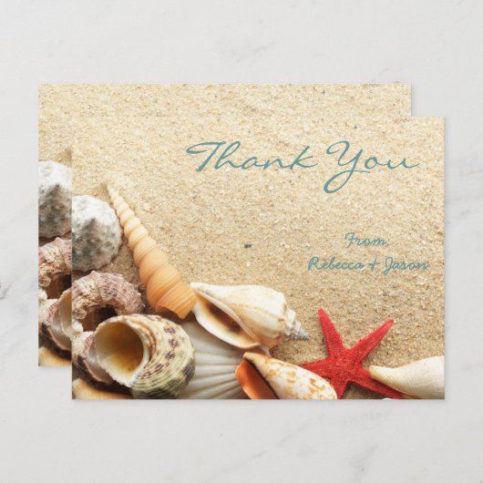 ロマンチエレガントックなシーシェルビーチ結婚式感謝していユー ポストカード (正面/裏面)