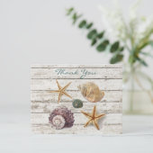 ロマンチエレガントックなシーシェルビーチ結婚式感謝していユー ポストカード (スタンド正面)