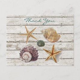 ロマンチエレガントックなシーシェルビーチ結婚式感謝していユー ポストカード