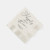 ロマンチエレガントックなベージュ色の後ずっと楽し結婚く 縁ありカクテルナプキン (角)