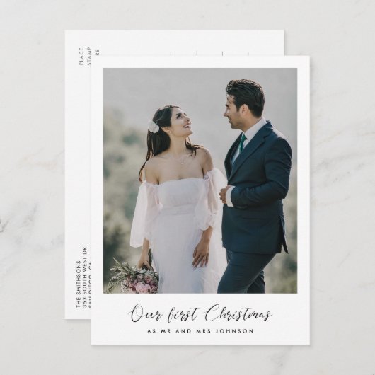 ロマンチエレガントックな初めてのクリスマスの写真 ポストカード (正面/裏面)