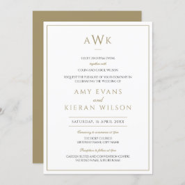 ロマンチエレガントッククラシック金ゴールドモノグラム結婚ズ 招待状