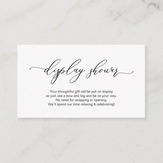 ロマンチエレガントックデザイン、黒、ディスプレイシャワー エンクロージャーカード (正面)