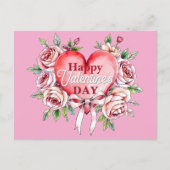 ロマンチエレガントックバラとハートバレンタインデー シーズンポストカード (正面)