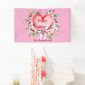 ロマンチエレガントックバラとハートバレンタインデー 横断幕 (インサイチュ)