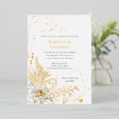 ロマンチエレガントックフローラウォーター結婚カラーの金ゴールド 箔招待状 (立ち正面)