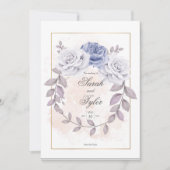 ロマンチエレガントックフローラバラウォーター結婚カラー 招待状 (正面)