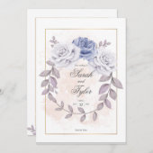 ロマンチエレガントックフローラバラウォーター結婚カラー 招待状 (正面/裏面)