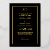 ロマンチエレガントックブラック・モノグラム結婚ズの 箔招待状 (正面)