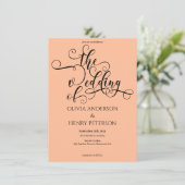 ロマンチエレガントック書道桃結婚のQRコード 招待状 (スタンド正面)