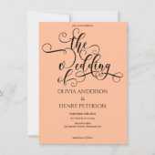 ロマンチエレガントック書道桃結婚のQRコード 招待状 (正面)