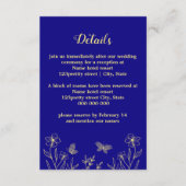 ロマンチエレガントック王室のな金ゴールドの花結婚青 エンクロージャーカード (正面)