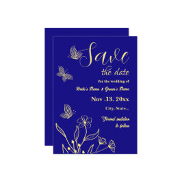 ロマンチエレガントック王室のな金ゴールドの花結婚青 セーブザデート