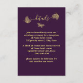 ロマンチエレガントック金ゴールド蝶パープル結婚ズ エンクロージャーカード (正面)