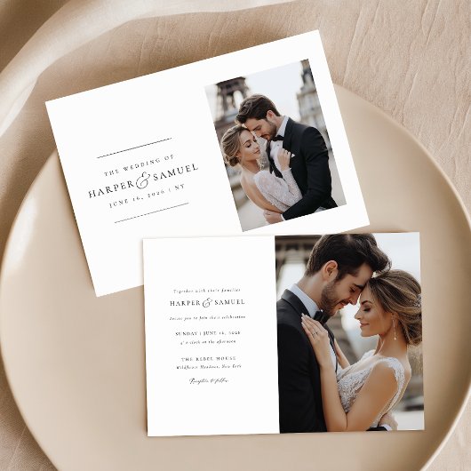 ロマンチエレガントック2フォト結婚ズ 招待状