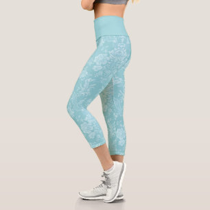 ロマンチエレガントック·シック·フローラ·ダマスク·ミント カプリレギンス
