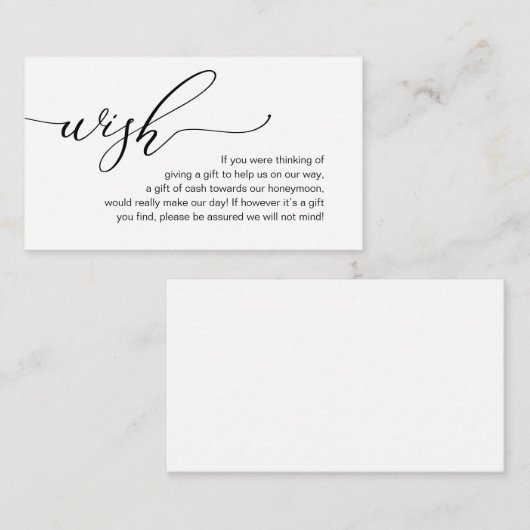 ロマンチエレガントック、ハネムーンの願い、マネーキャッシュ エンクロージャーカード (正面/裏面)