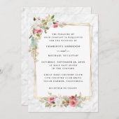 ロマンチエレガントック·ピンク·ウォーターカラー·フローラ結婚ズ 招待状 (正面/裏面)