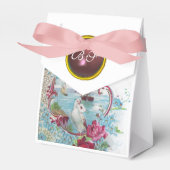 ロマンチカエレガントなウェディングピンクジェムモノグラムホワイト フェイバーボックス (正面サイド)