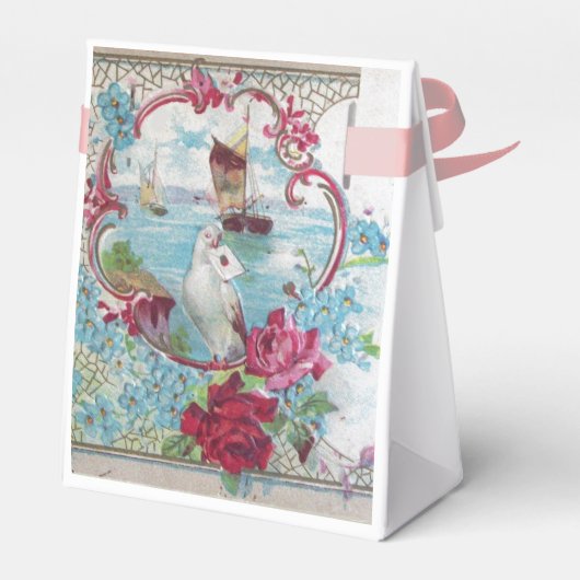 ロマンチカエレガントなウェディングピンクジェムモノグラムホワイト フェイバーボックス (裏面サイド)