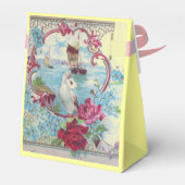 ロマンチカエレガントな結婚式ピンクジェムモノグラムイエロー フェイバーボックス (裏面サイド)