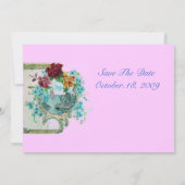 ロマンチカ3 フローラル ブルー ピンク ウェディングパーティー 招待状 (裏面)