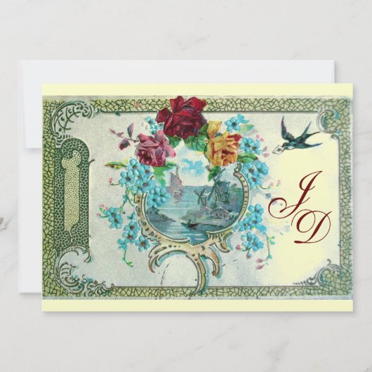 ロマンチカ3 モノグラム ゴールド メタリック ペーパー 招待状 (正面)