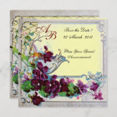 ロマンチカ4 モノグラム、イエロー 招待状 (正面/裏面)