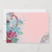 ロマンチカ エレガント フラワーブルー ピンク ウェディングパーティー 招待状 (裏面)