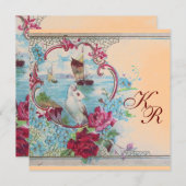 ロマンチカ エレガント フラワー ウェディング モノグラム 案内状 (正面/裏面)