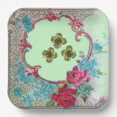 ロマンチカ セントパトリックデイのシャムロックとローズの花束 ペーパープレート (正面)