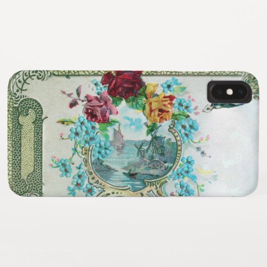 ロマンチカ/バラ、青い花と鳥の白 Case-Mate iPhoneケース (裏面(横))
