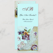 ロマンチカ ピンク ティール ブルー 花の結婚式プログラム (正面/裏面)