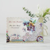 ロマンチカ フローラル ブルー ピンク ホワイト ウェディング パンジー 招待状 (スタンド正面)