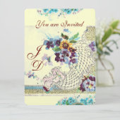 ロマンチカ フローラル ブルー ピンク ホワイト ウェディング パンジー 招待状 (スタンド正面)