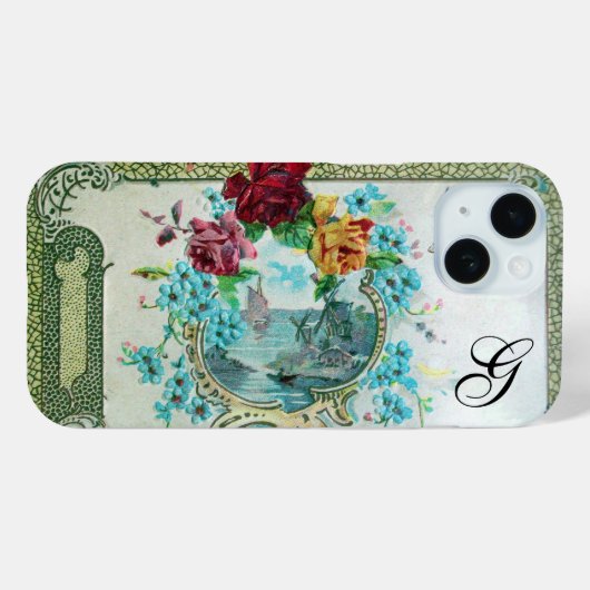 ロマンチカ フローラル モノグラム ローズと空飛ぶ鳥 Case-Mate iPhoneケース (裏面 (横))