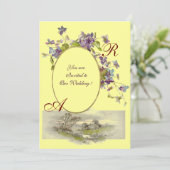 ロマンチカ モノグラム / バイオレット、緑の紫、黄色 招待状 (スタンド正面)