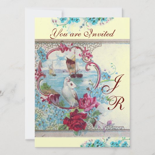 ロマンチカ モノグラム ホワイト シャンパン メタリック ペーパー 招待状 (正面)