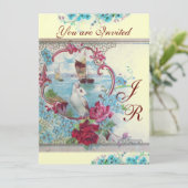 ロマンチカ モノグラム ホワイト シャンパン メタリック ペーパー 招待状 (スタンド正面)