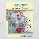 ロマンチカ モノグラム ホワイト シャンパン メタリック ペーパー 招待状 (正面/裏面)