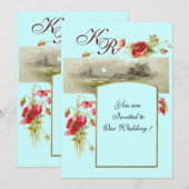 ロマンチカ モノグラム / ポピー,赤,緑, 青 招待状 (正面/裏面)