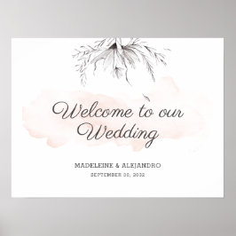 ロマンチシンプルックフローラ結婚の歓迎サイン ポスター