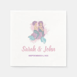 ロマンチックおとぎ話のマーメイド結婚ズ スタンダードカクテルナプキン