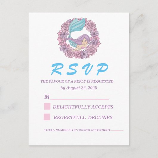ロマンチックおとぎ話マーメイドRSVP ポストカード (正面)