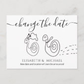 ロマンチックおもしろいなカタツムリのカップルは日付を変更する 案内ポストカード (正面)