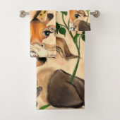 ロマンチックおもしろいなキリンとバラのバスタオル バスタオルセット (インサイチュ)