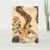 ロマンチックおもしろいなキリンとバレンタインデーのカード カード (正面)