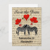 ロマンチックおもしろいなゼブラ日付を保存 案内ポストカード (正面/裏面)