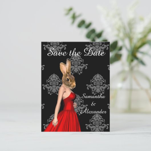 ロマンチックおもしろいな動物のコラージュは日付を保存 案内ポストカード (スタンド正面)